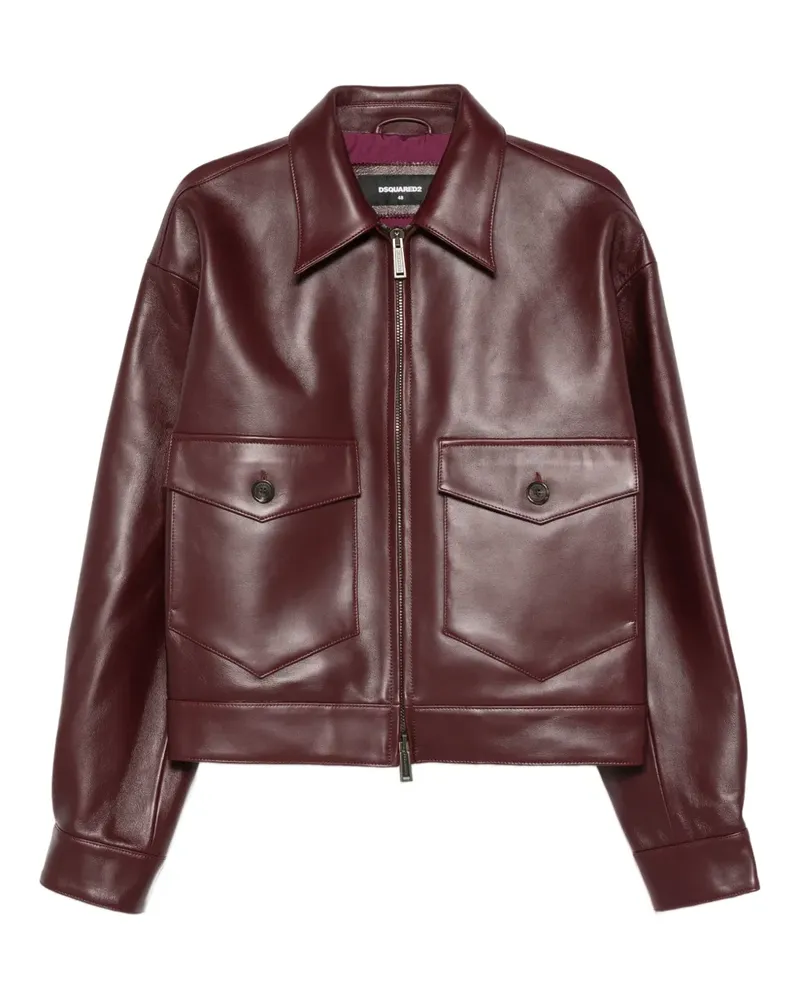 Dsquared2 Lederjacke mit Tasche - Rot Rot