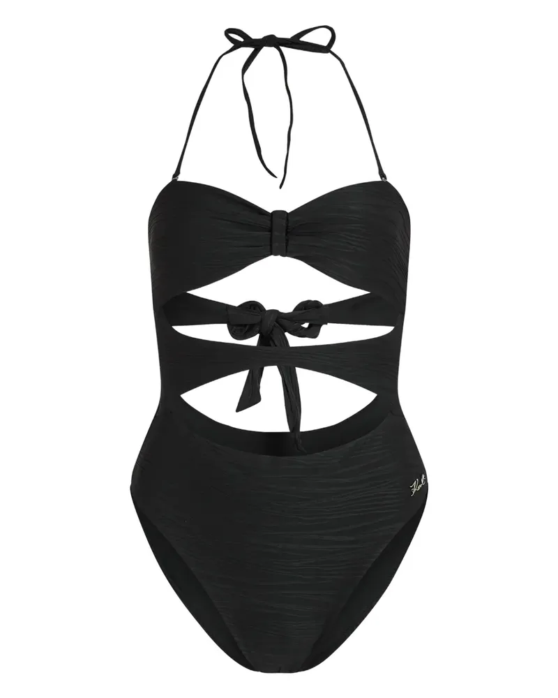 Karl Lagerfeld Neckholder-Badeanzug mit Cut-Outs - Schwarz Schwarz