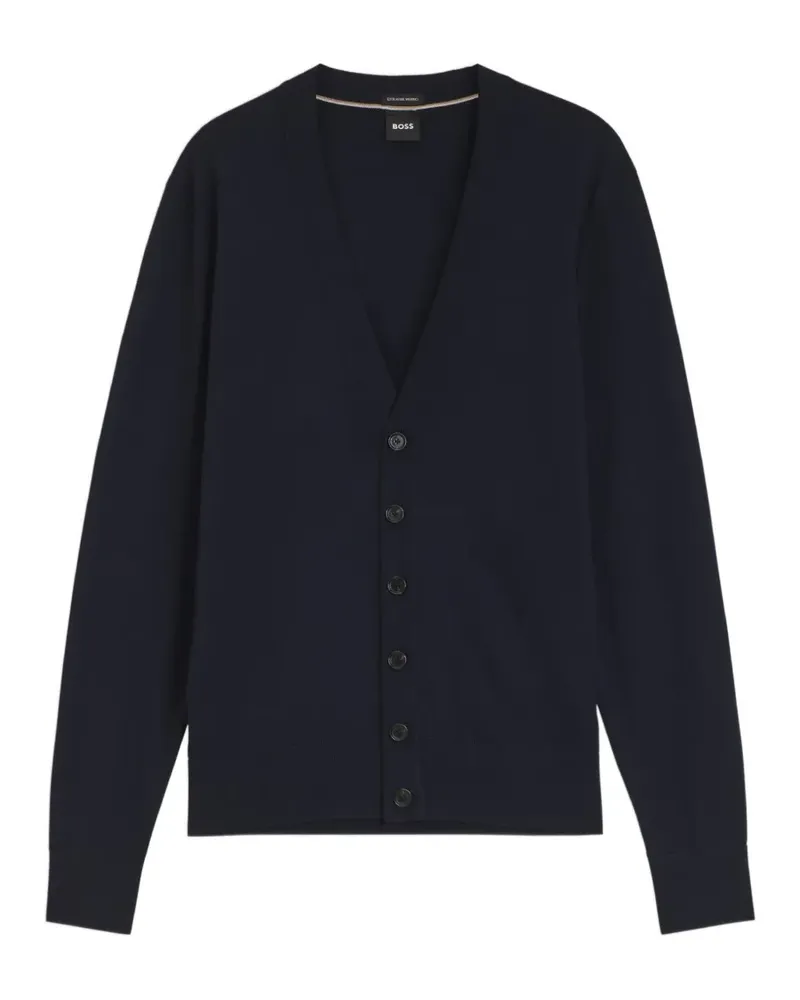 HUGO BOSS Geknöpfter Cardigan aus extrafeiner Merinowolle - Blau Blau