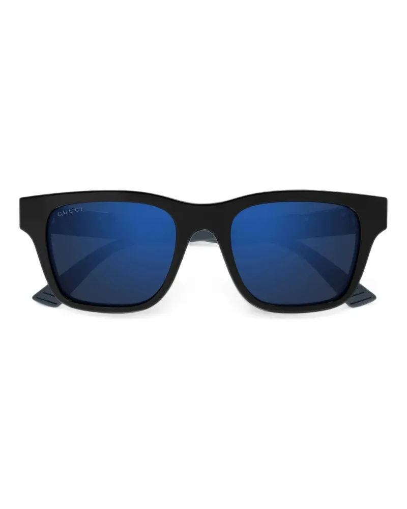 Gucci Eckige Sonnenbrille mit Logo-Schild - Schwarz Schwarz
