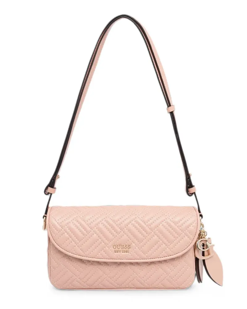 Guess Sally quilted logo-charm shoulder bag - Rosa Rosa