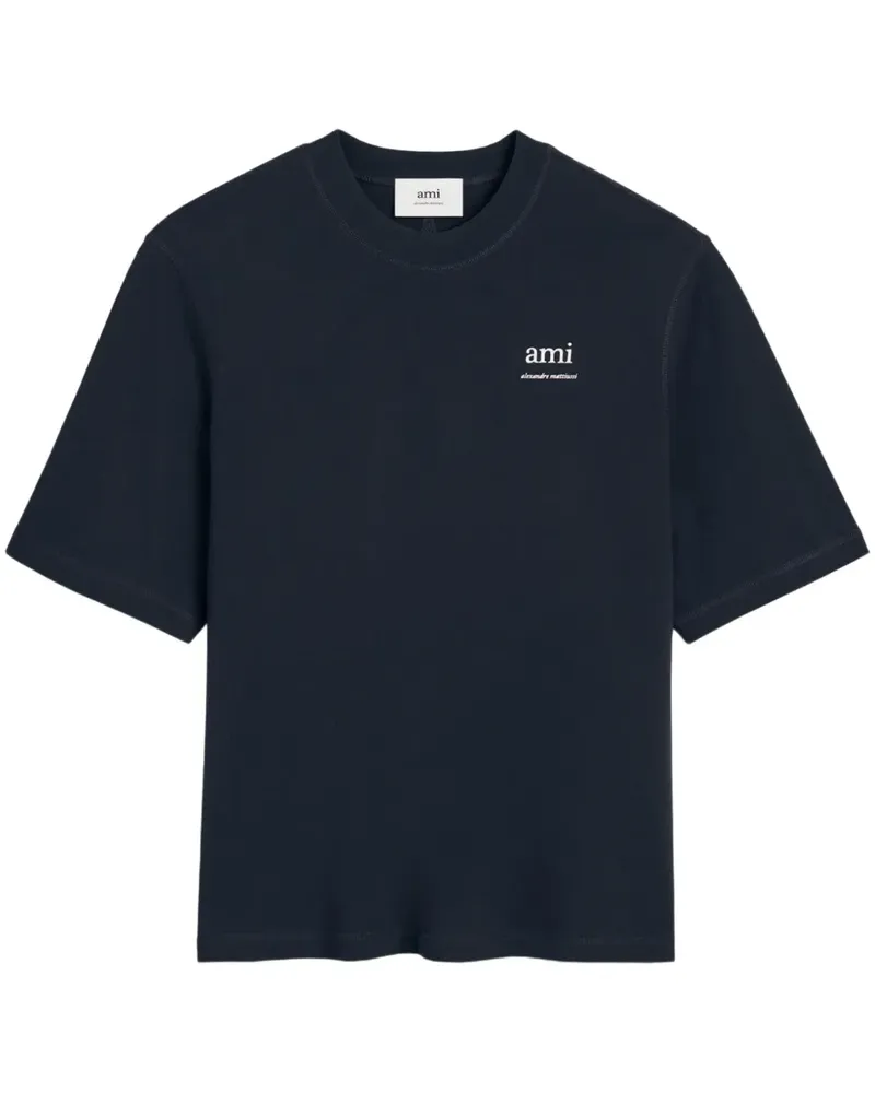 AMI Paris T-Shirt mit Logo-Stickerei - Blau Blau