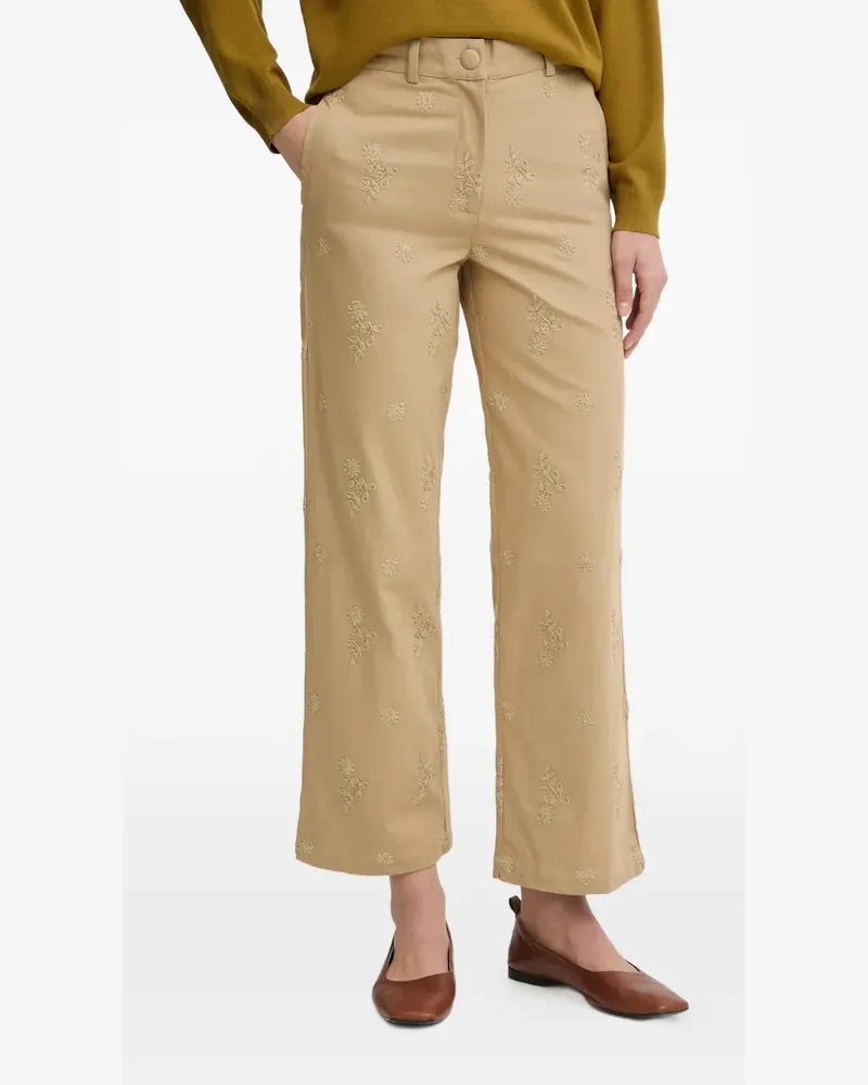 Hoss Intropia Hose mit Blumen-Stickerei - Nude Nude