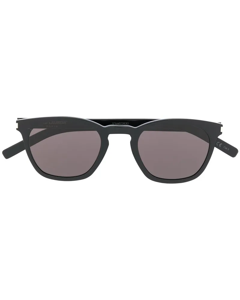 Saint Laurent Sonnenbrille mit eckigem Gestell - Schwarz Schwarz