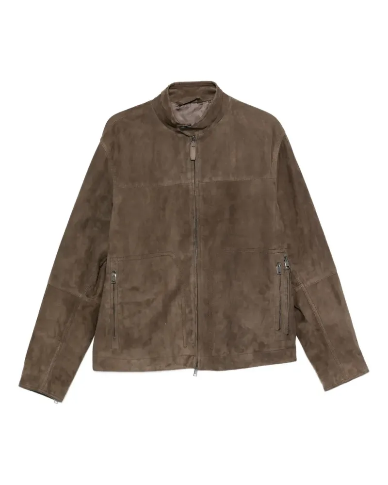 Brioni Wildlederjacke mit Stehkragen - Braun Braun
