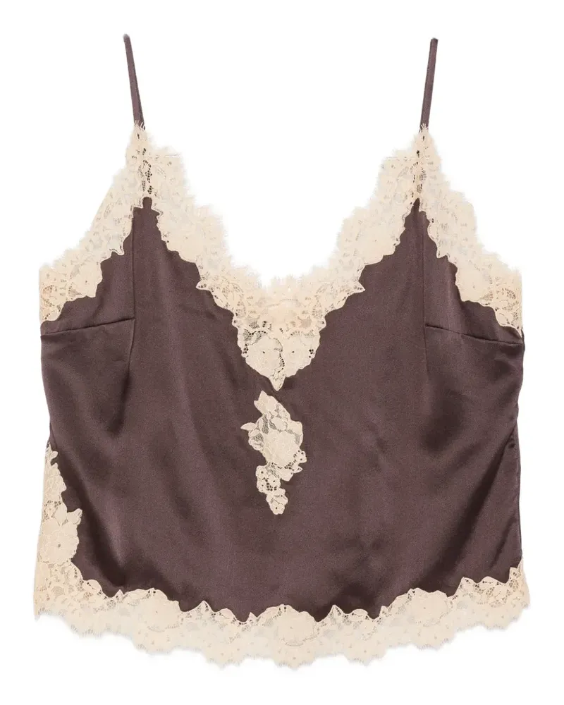DÔEN Kira lace-trim top - Braun Braun