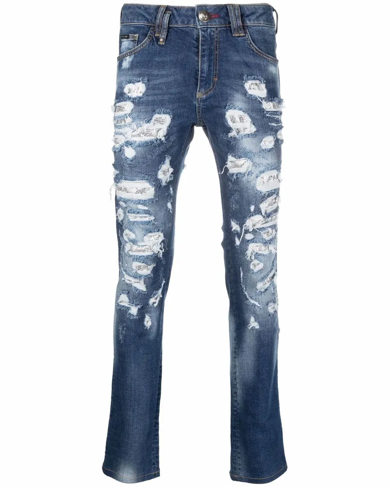 Philipp Plein Jeans mit Distressed-Detail - Blau Blau