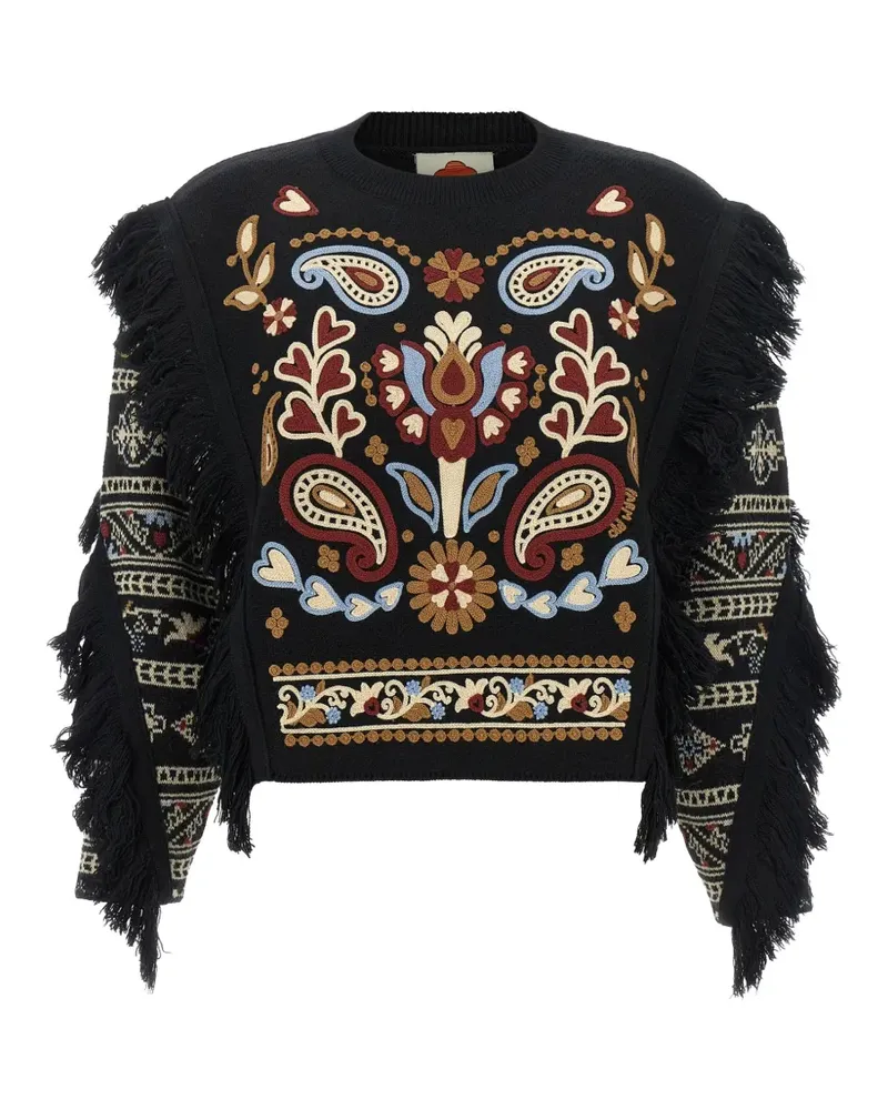 FARM Rio Cornely Pullover mit Fransen - Schwarz Schwarz