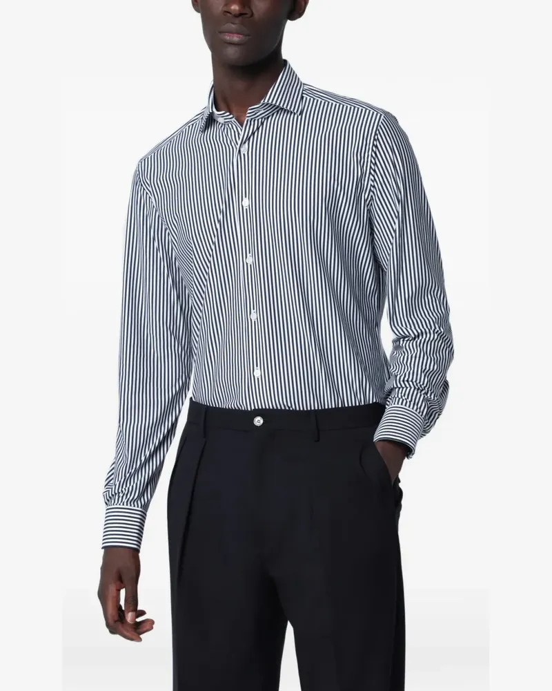 XACUS vertical-stripe long-sleeve shirt - Weiß Weiß