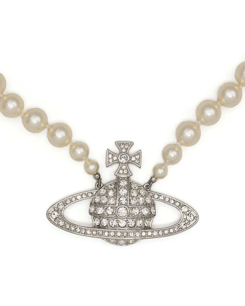 Vivienne Westwood Perlenkette mit Orb-Anhänger - Weiß Weiß