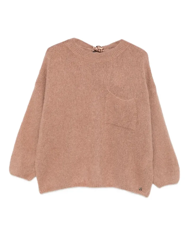 Dixie bow-detail knitted sweater - Nude Nude