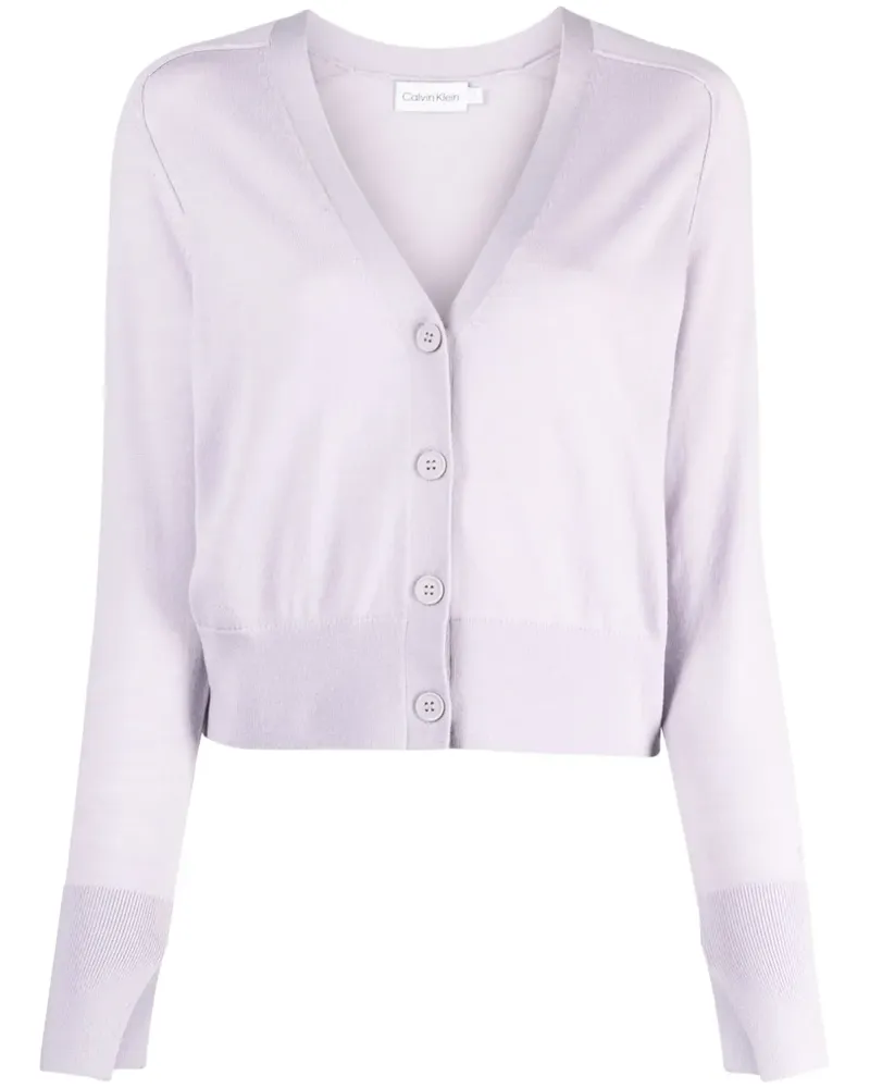 Calvin Klein Cardigan mit V-Ausschnitt - Violett Violett
