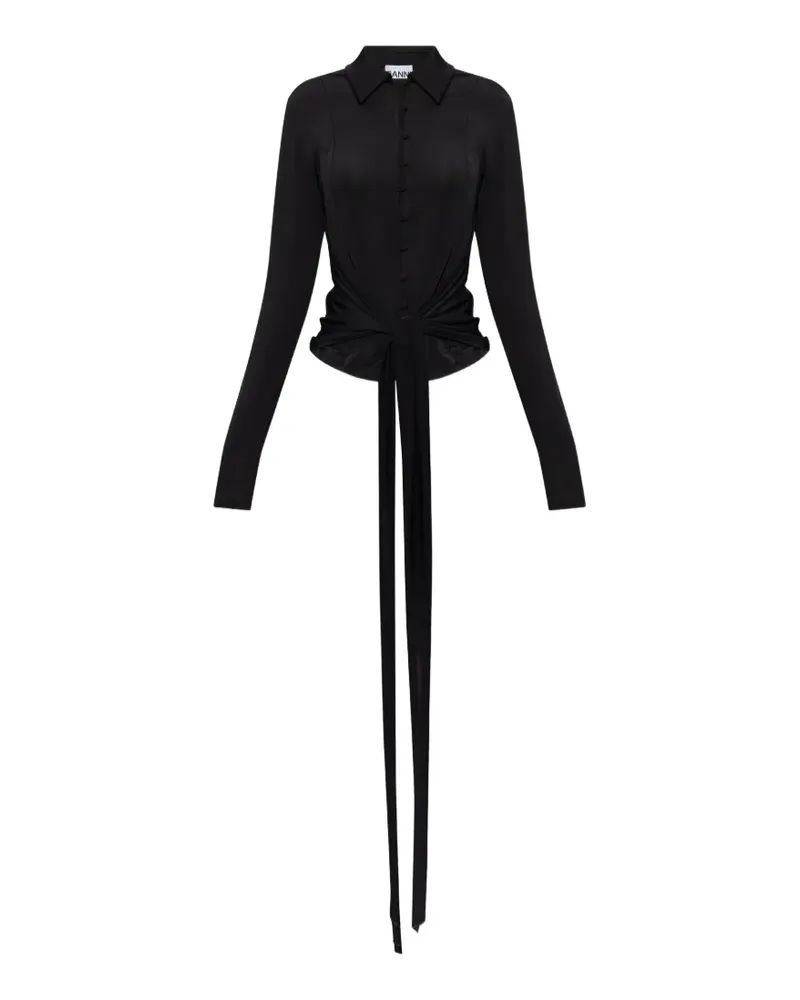 Ganni tie-detail blouse - Schwarz Schwarz