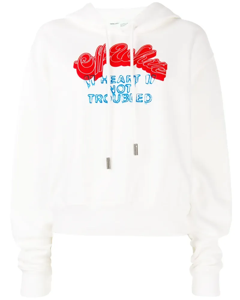 OFF-WHITE Heart Not Troub' Kapuzenpullover - Weiß Weiß