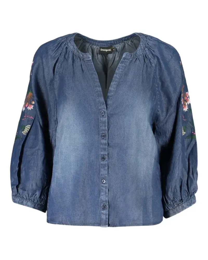 Desigual Hemd mit Puffärmeln - Blau Blau