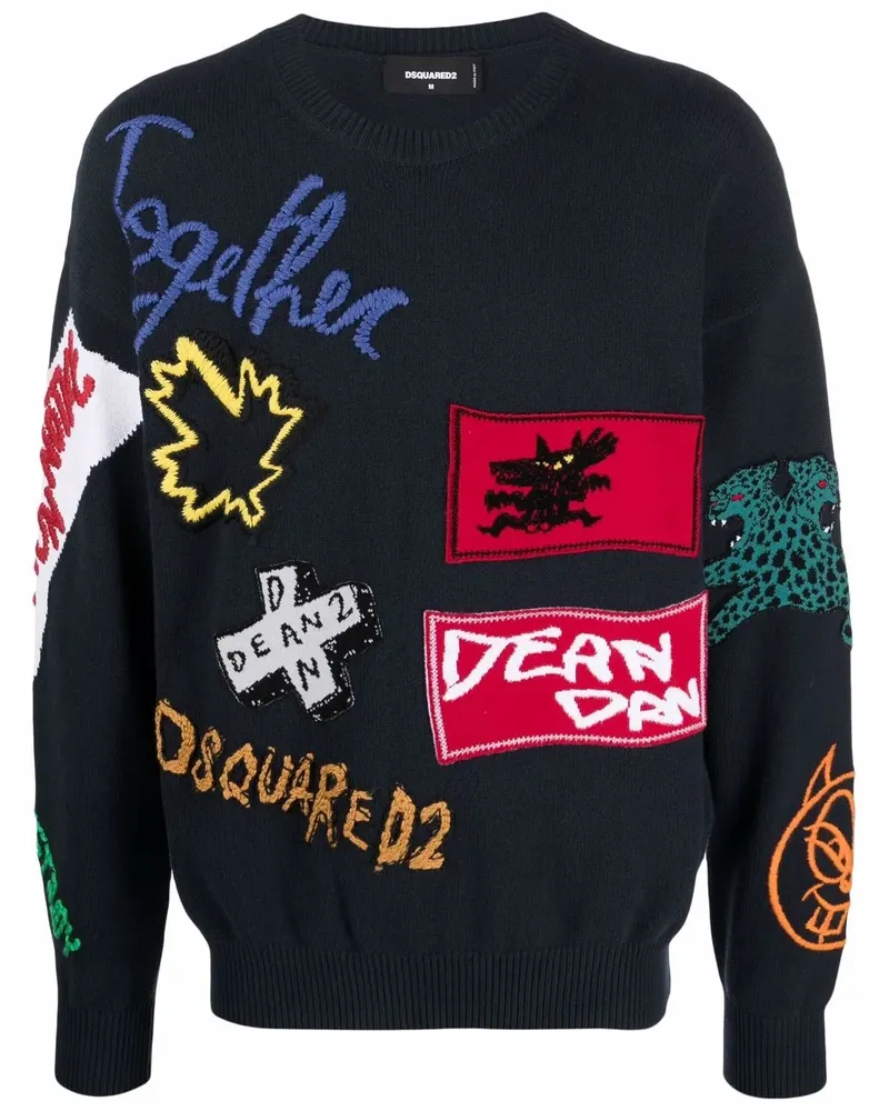 Dsquared2 Sweatshirt mit Logo-Patch - Blau Blau
