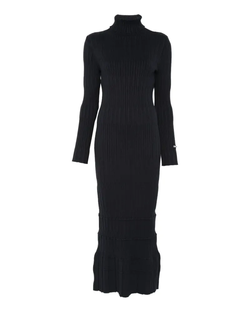 Iceberg Geripptes Maxikleid mit Rollkragen - Schwarz Schwarz