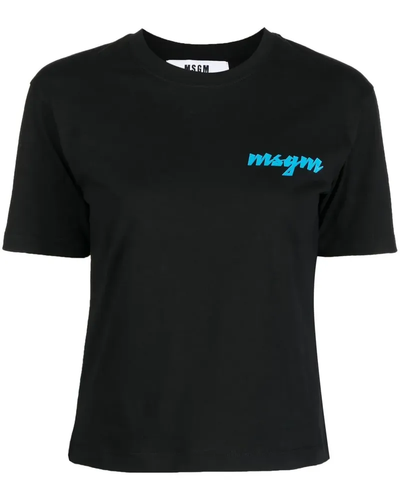 MSGM T-Shirt mit Logo-Print - Schwarz Schwarz