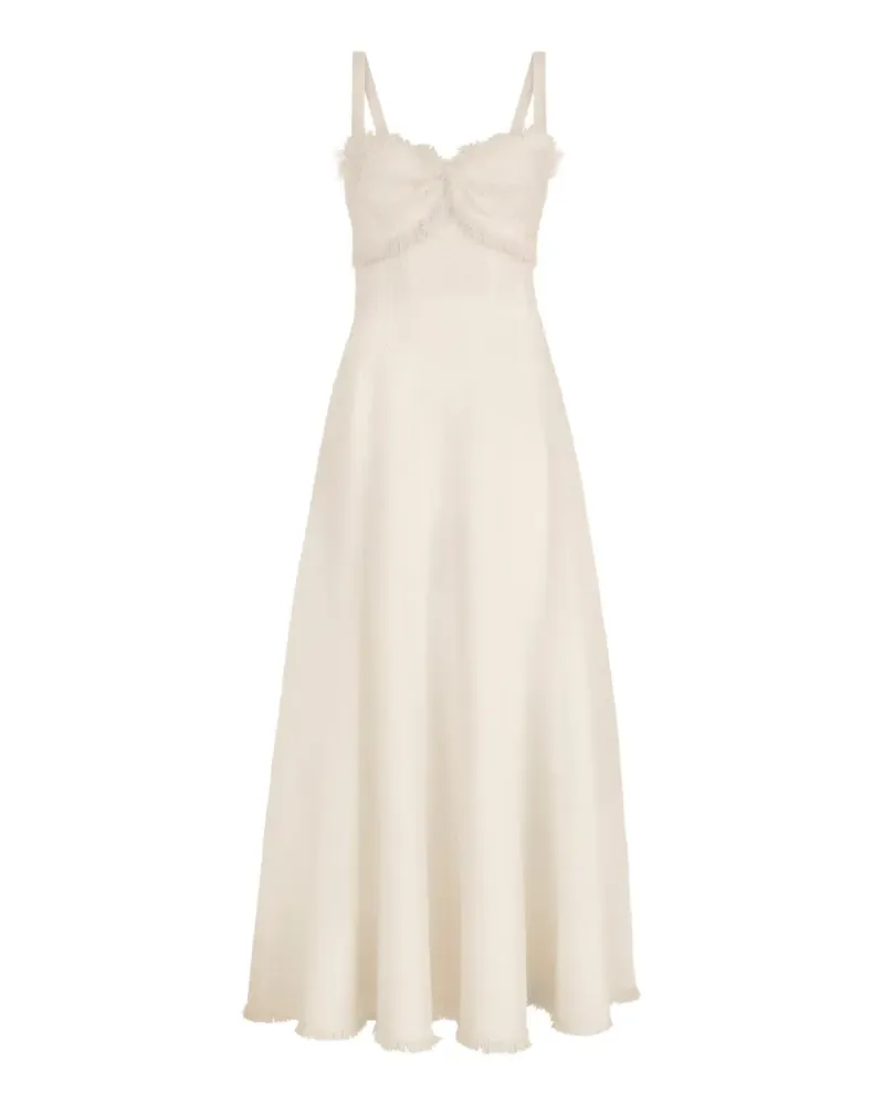 Oscar de la Renta Slub Tweed Midikleid - Nude Nude