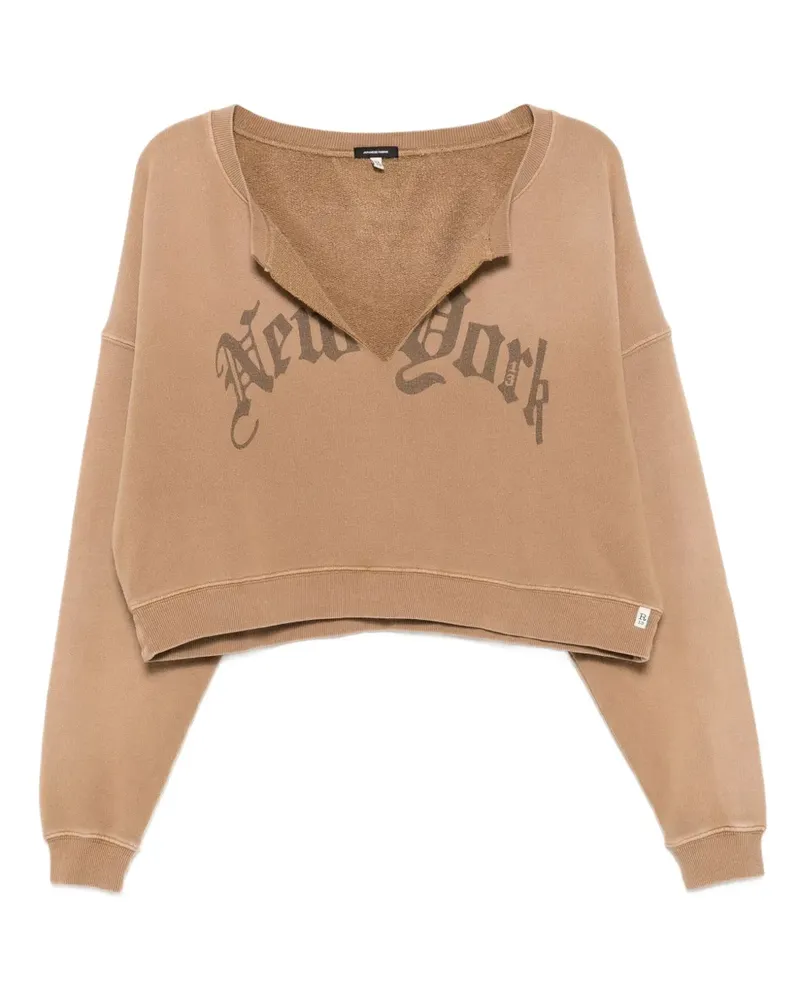 R13 Sweatshirt im Distressed-Look - Braun Braun