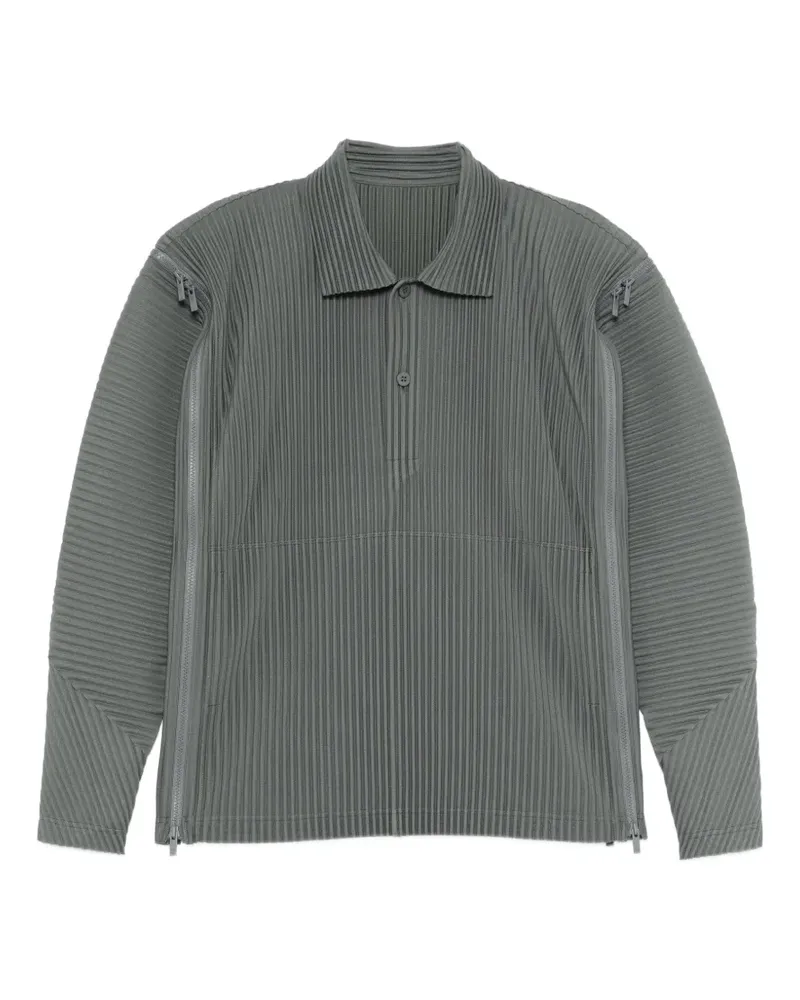 Issey Miyake Poloshirt mit Plissee-Effekt - Blau Blau