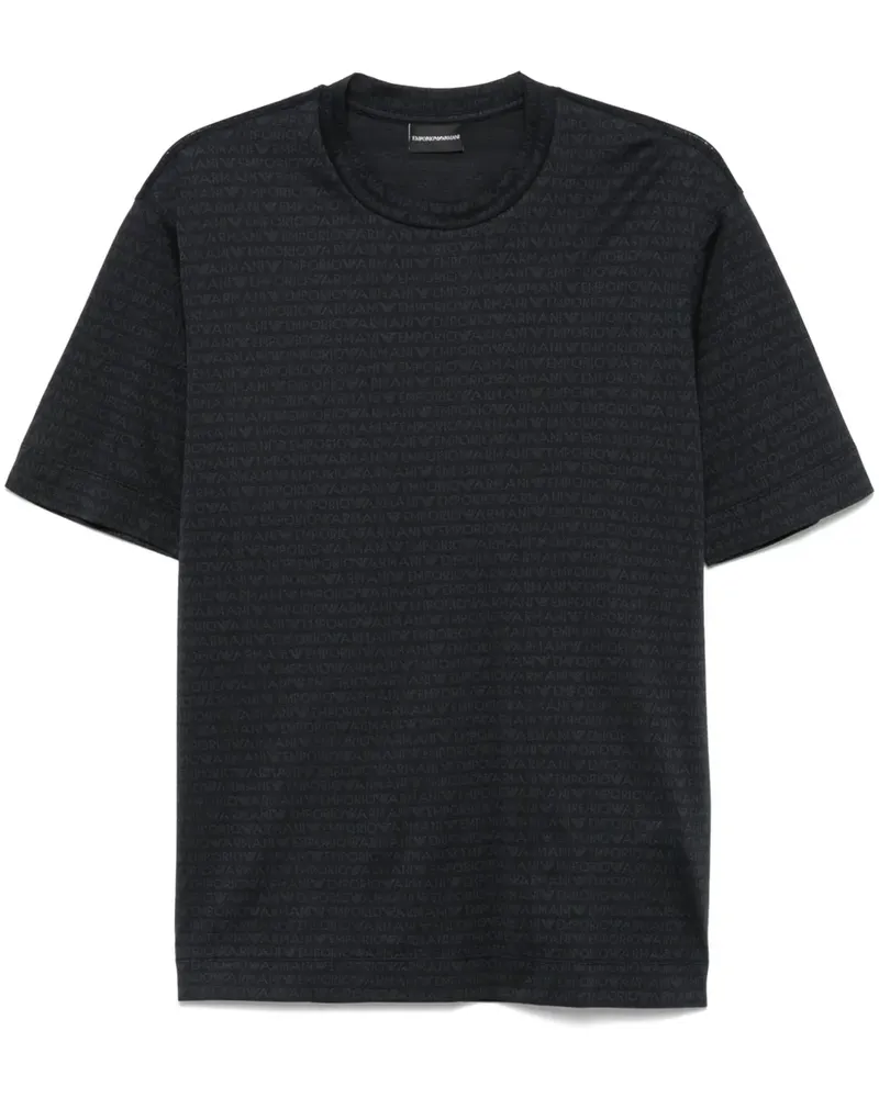Emporio Armani T-Shirt mit Monogramm-Print - Schwarz Schwarz