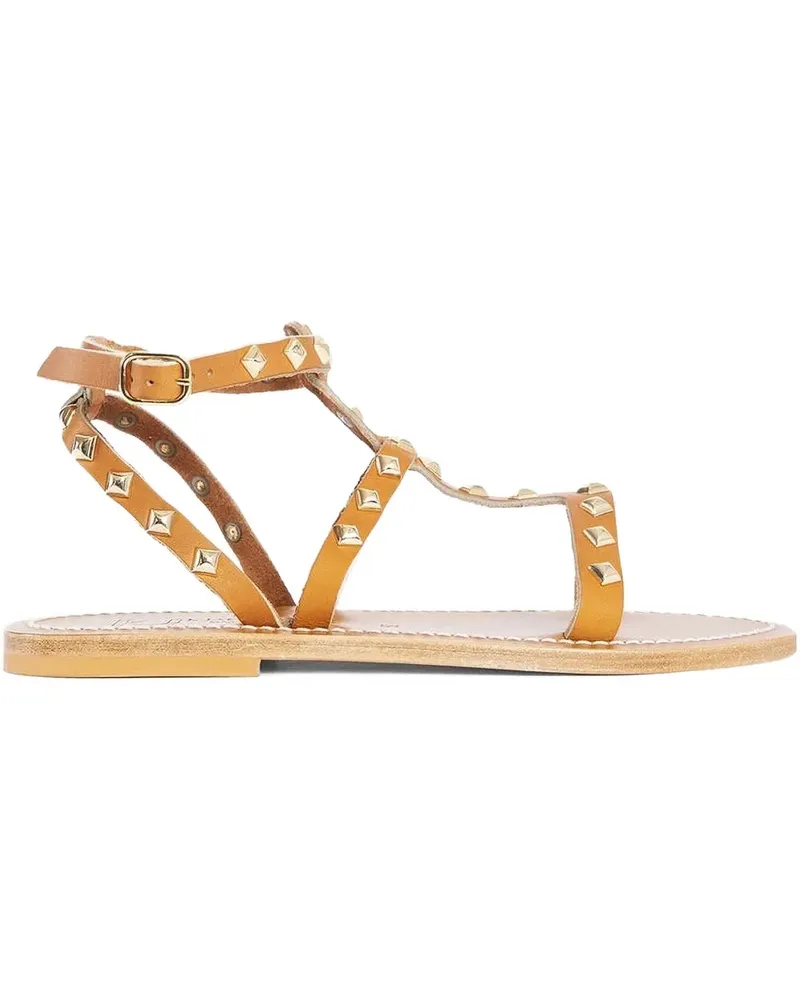 K.Jacques  Flache Arelatepyr Sandalen mit Nieten - Braun Braun