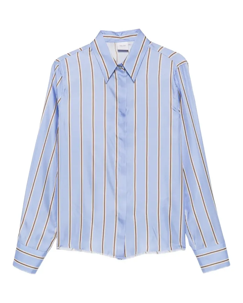 Caliban vertical-stripe satin shirt - Blau Blau
