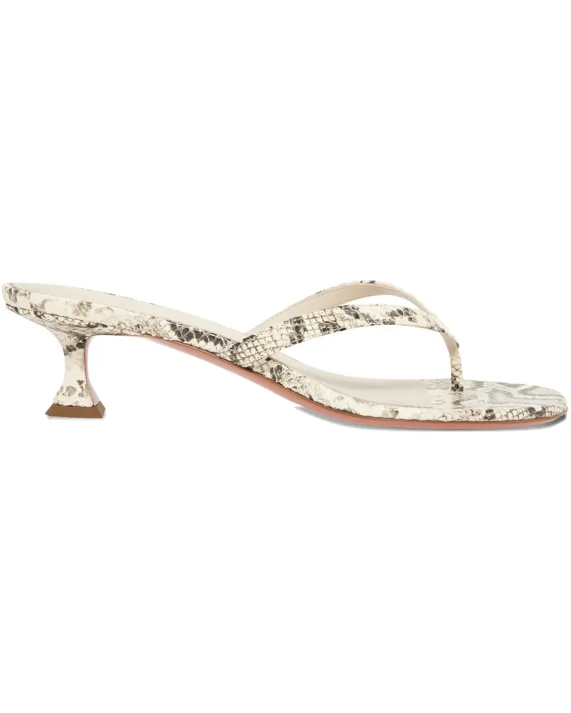 Amina Muaddi Juliette Thong Sandalen aus Schlangenleder 45mm - Nude Nude