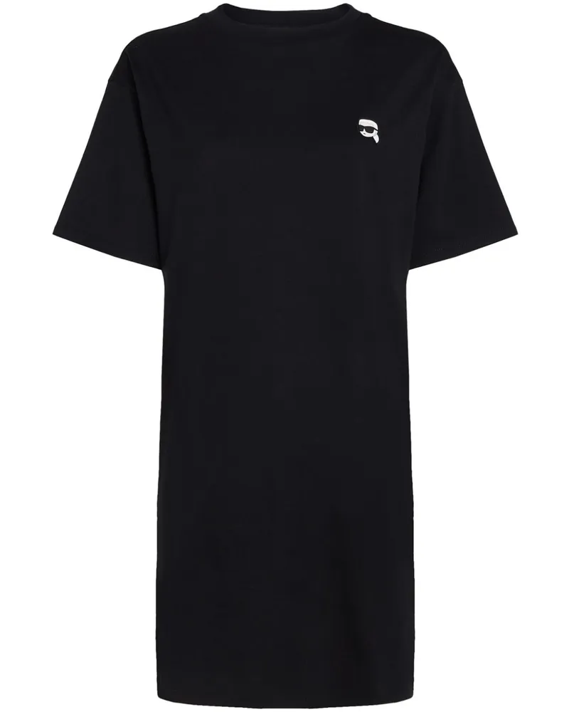 Karl Lagerfeld Ikon T-Shirt mit Applikation - Schwarz Schwarz
