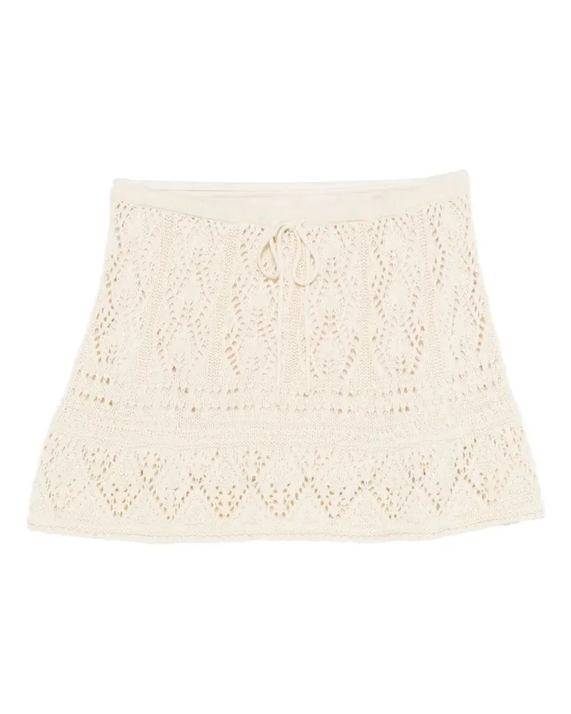 Aniye By pointelle-knit drawstring mini skirt - Nude Nude