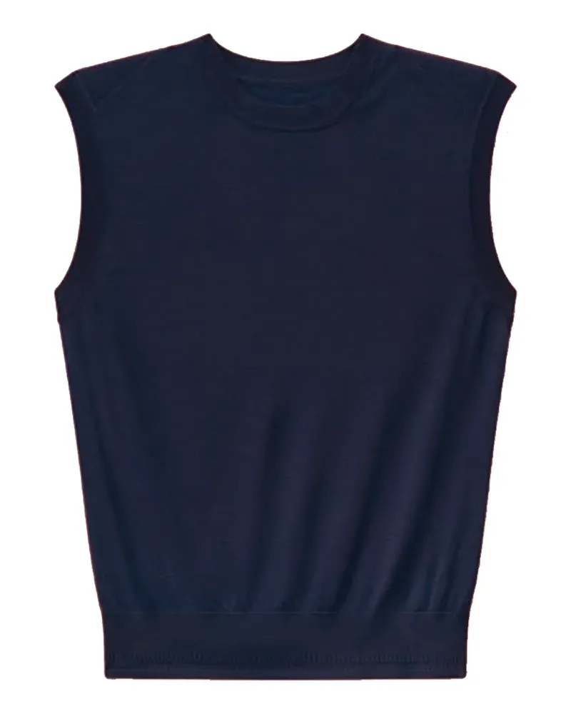 Another Tomorrow fine-knit sleeveless top - Blau Blau