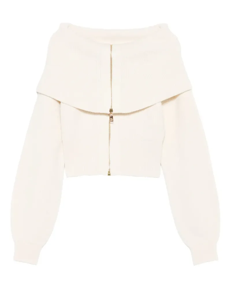 Elisabetta Franchi off-shoulder zip-fastening cardigan - Nude Nude