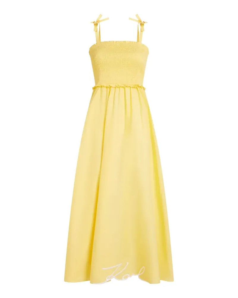 Karl Lagerfeld Signature Maxikleid mit Schleifendetail - Gelb Gelb