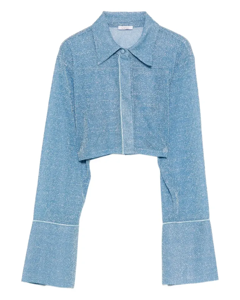 Oséree Cropped-Top aus Lurex - Blau Blau