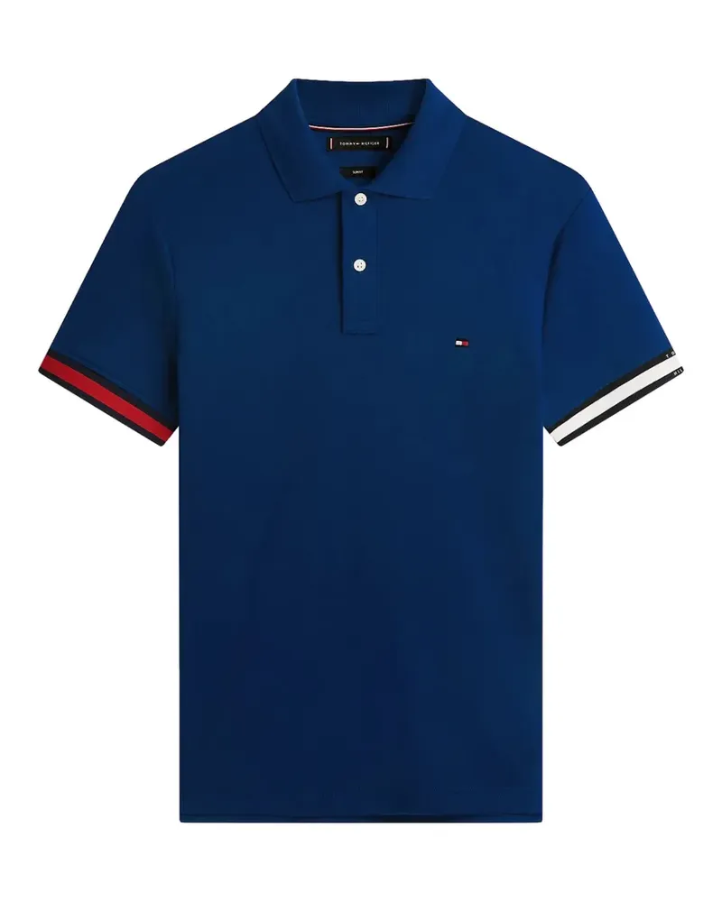 Tommy Hilfiger Poloshirt mit Logo-Bündchen - Blau Blau