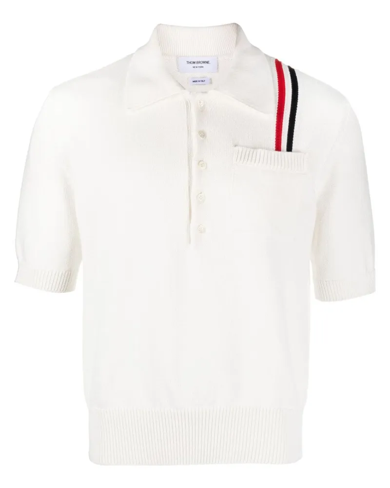 Thom Browne Gestricktes Poloshirt mit RWB-Streifen - Weiß Weiß