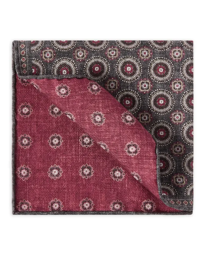 Brunello Cucinelli Einstecktuch aus Seide mit Medaillon-Design - Grau Grau