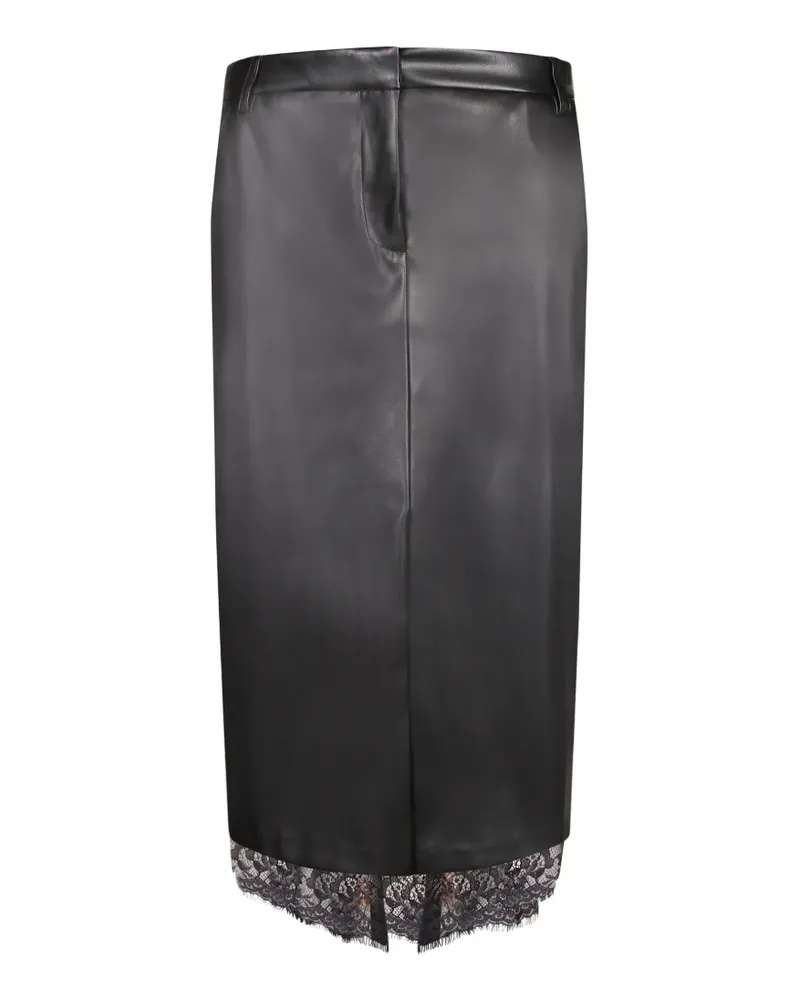 Ermanno Scervino lace-trim faux-leather midi skirt - Schwarz Schwarz