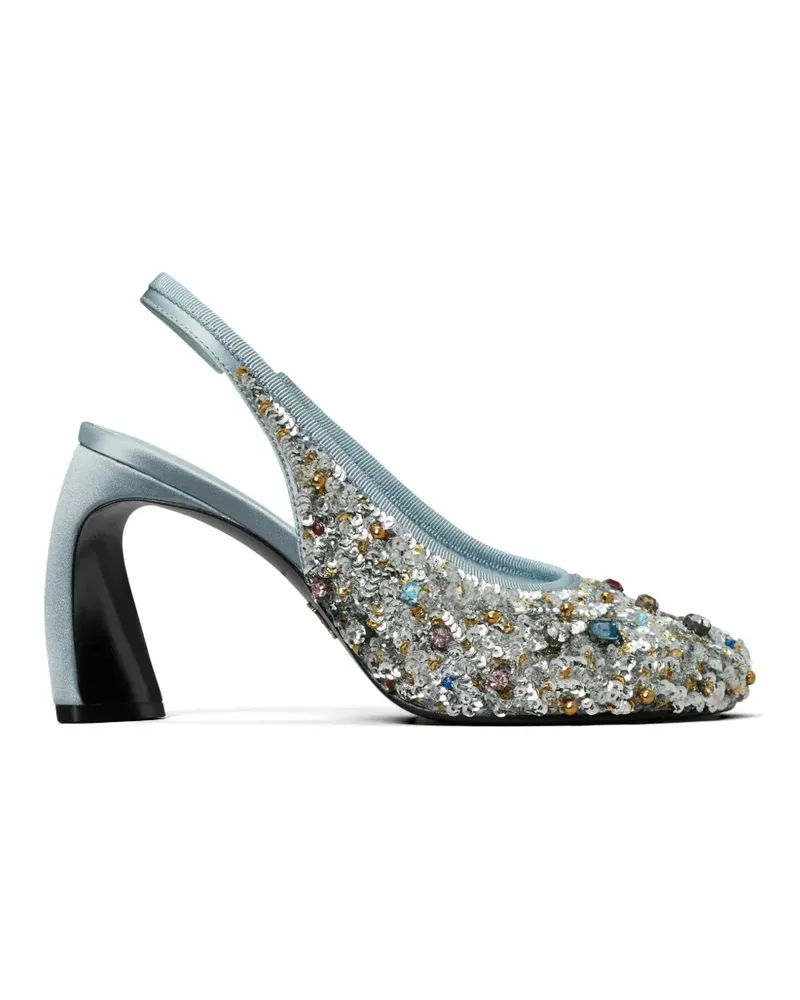 Tory Burch peep-toe embellished slingback pumps - Silber Silber
