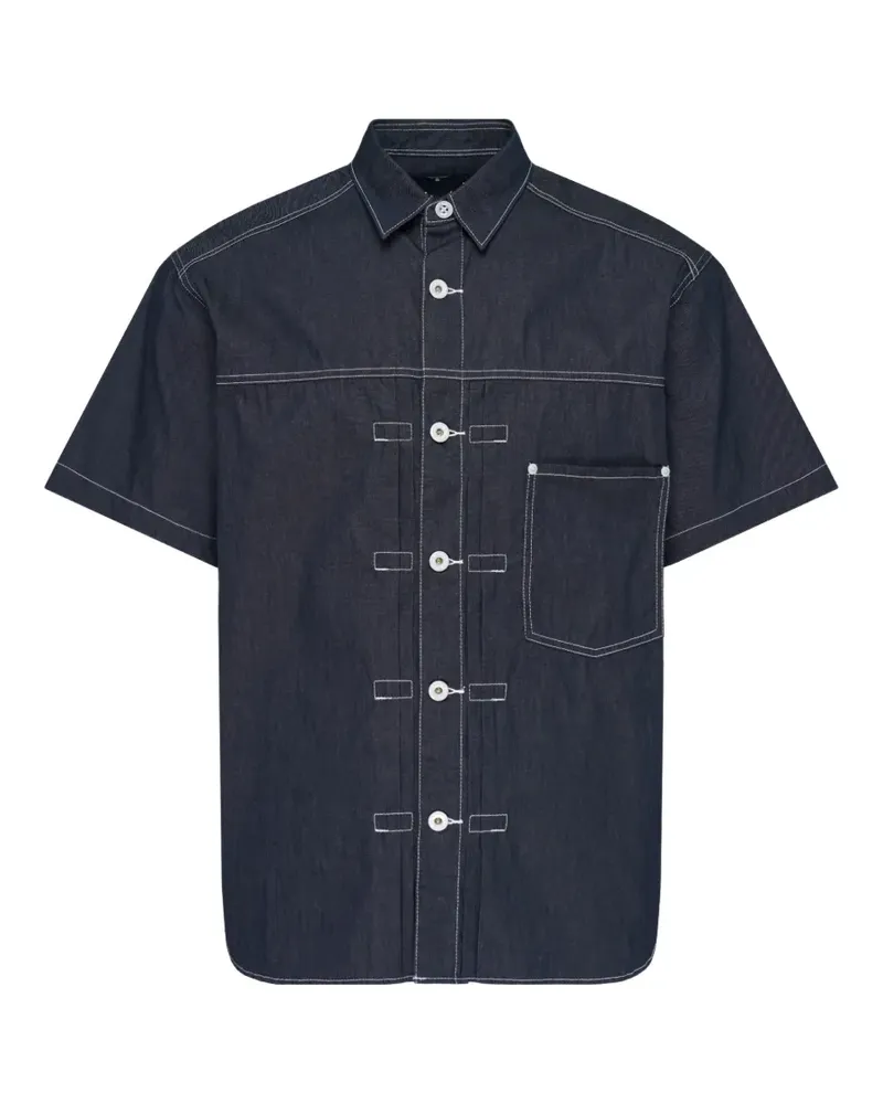 Comme des Garçons contrast-stitching short-sleeve shirt - Blau Blau