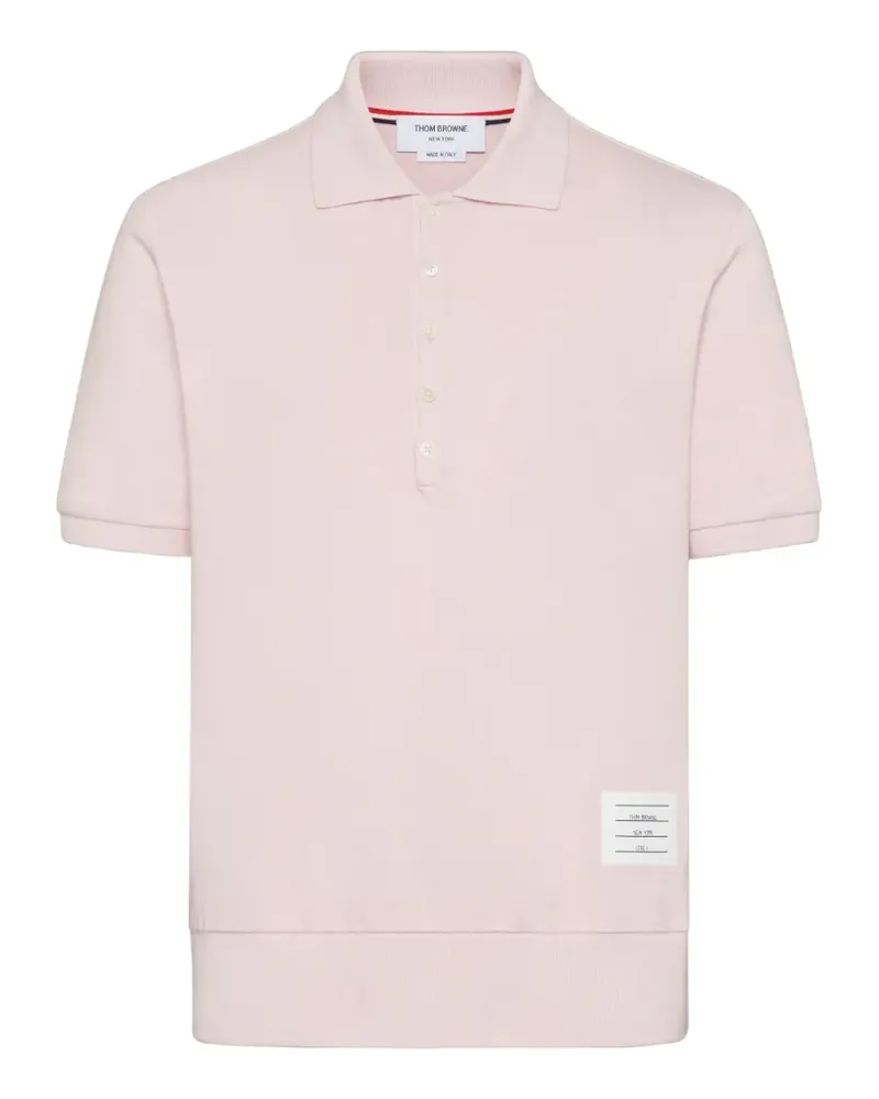 Thom Browne Garment Poloshirt mit Streifen-Logo - Rosa Rosa