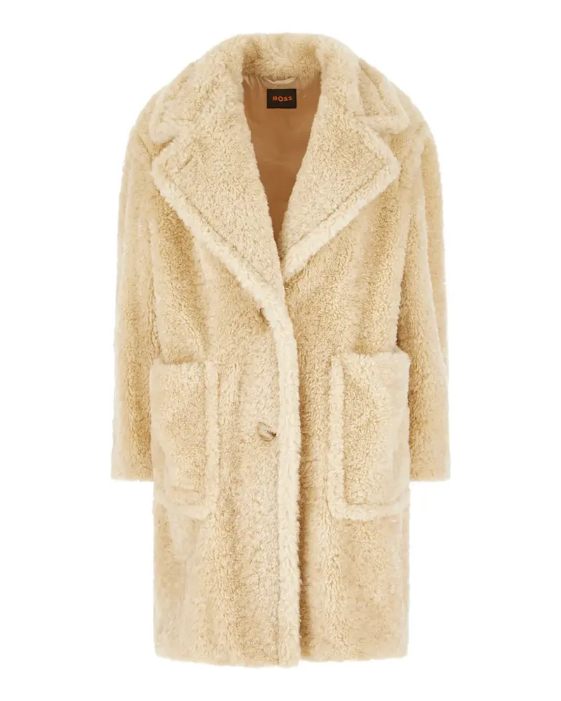 HUGO BOSS teddy coat with adjustable collar - Nude Nude