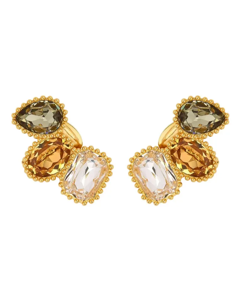 Oscar de la Renta Kristallverzierte Ohrringe mit Smaragdschliff - Gold Gold