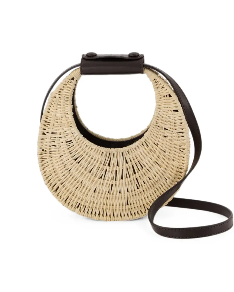STAUD Good Night Moon wicker clutch bag - Nude Nude