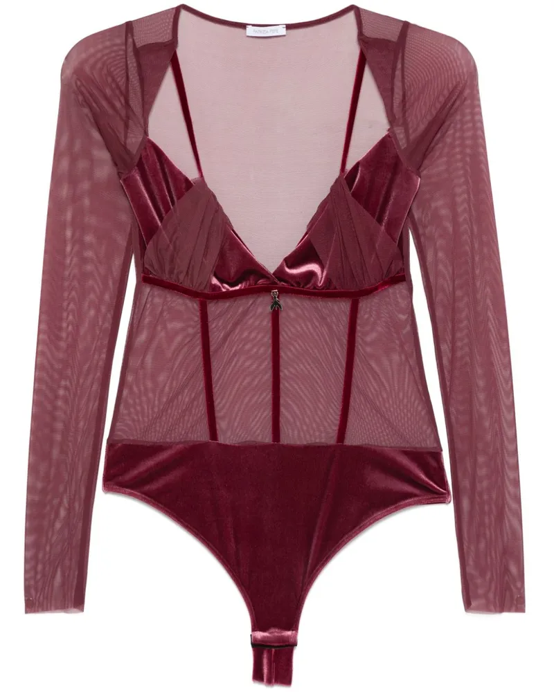 Patrizia Pepe Body in Netzoptik - Violett Violett
