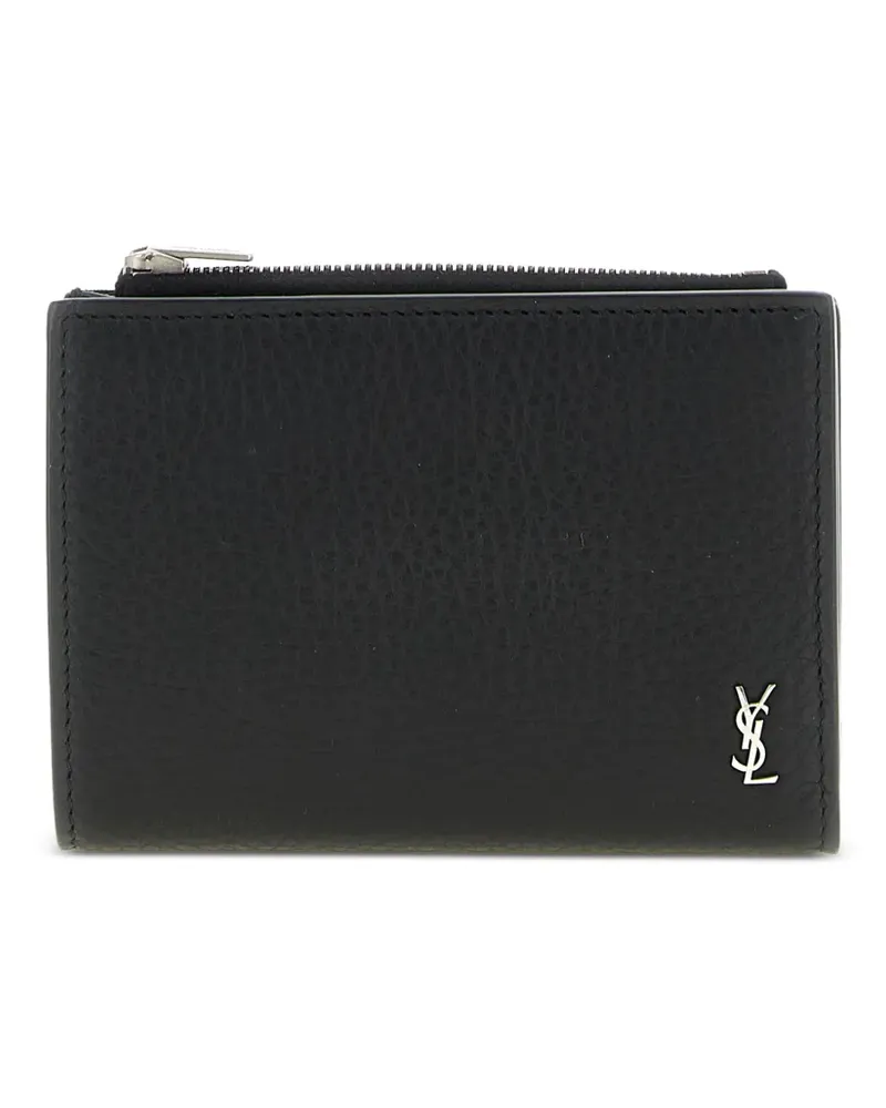 Saint Laurent Cassandre-logo leather wallet - Schwarz Schwarz