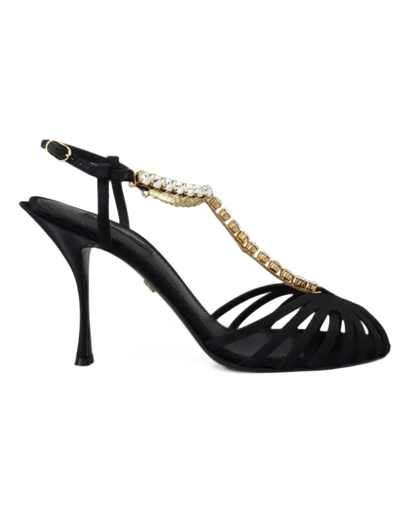 Dolce & Gabbana Kiera T-Riemen-Sandalen mit Kristallen - Schwarz Schwarz