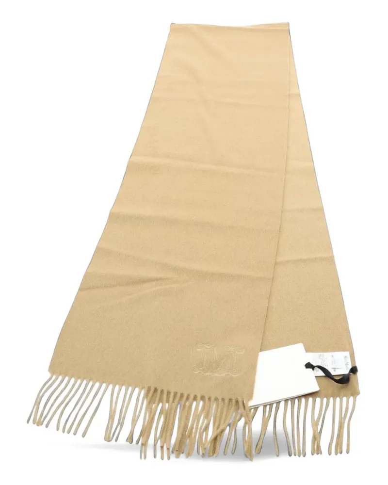 Max Mara 2020s monogram fringed scarf - Nude Nude