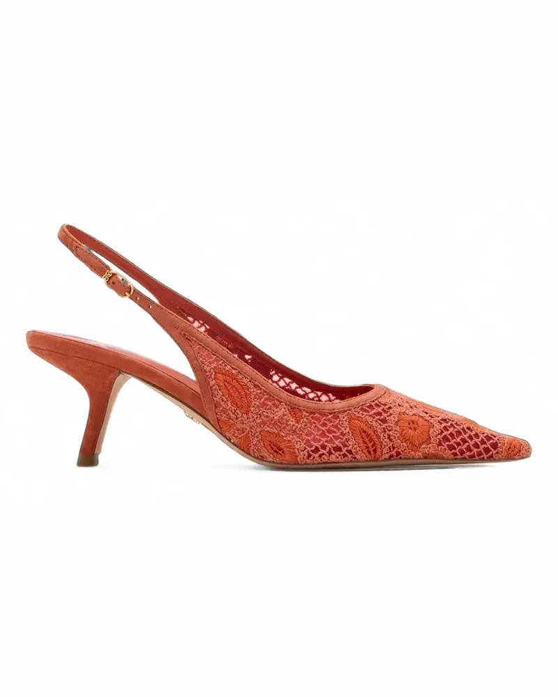 Sam Edelman Bianka embroidered mesh slingback pumps - Rot Rot